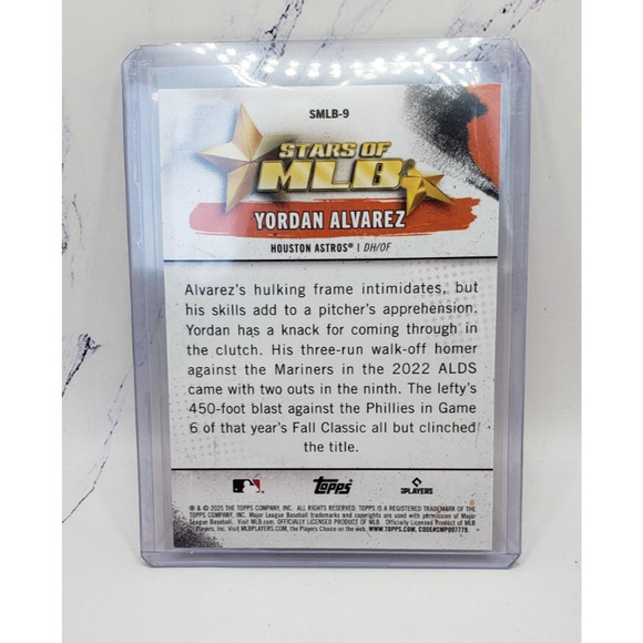 2025 Topps Series 1 Yordan Alvarez Stars of MLB Houston Astros #SMLB-9 - Picture 2 of 4